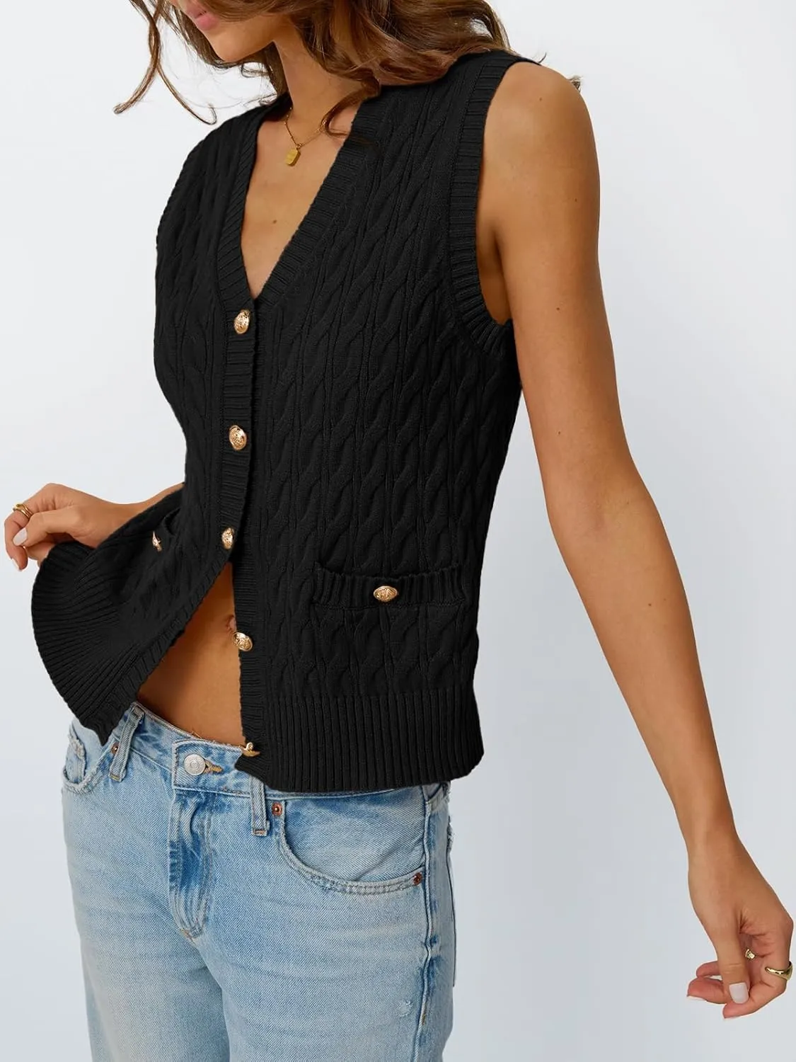 LILLUSORY Sweater Vest Women Fashion Casual Summer Outfits V Neck Cable Knit Spring Trendy Cropped Sleeveless Cute 2025
