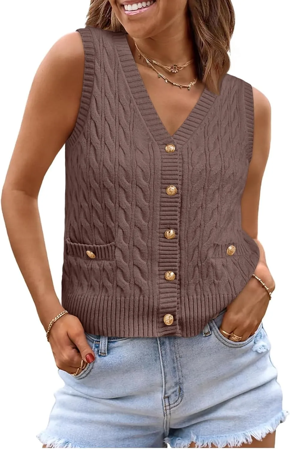 LILLUSORY Sweater Vest Women Fashion Casual Summer Outfits V Neck Cable Knit Spring Trendy Cropped Sleeveless Cute 2025