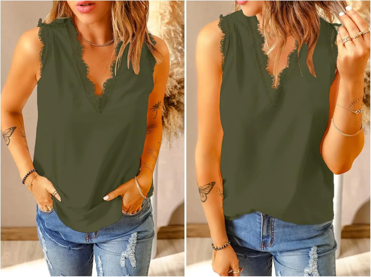 lime flare Sexy Summer Lace Trim Sleeveless Cami Tank Tops Dressy Camisole