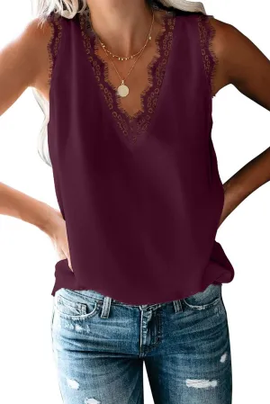 lime flare Sexy Summer Lace Trim Sleeveless Cami Tank Tops Dressy Camisole