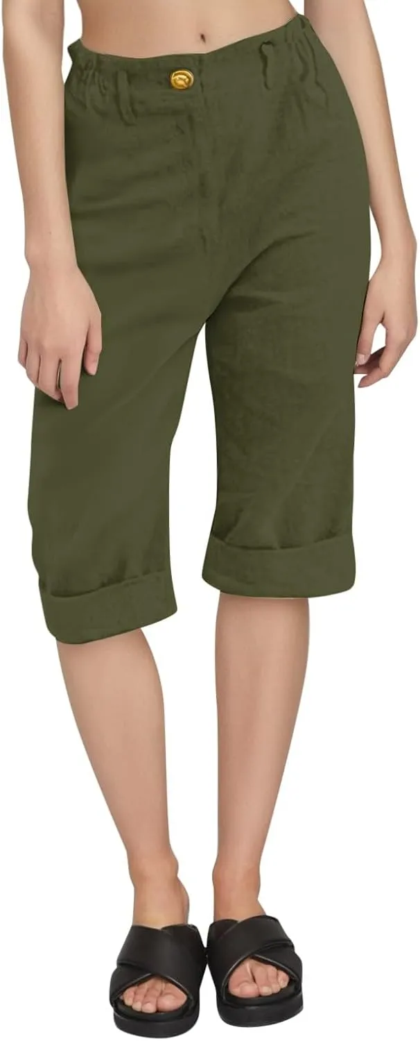 Linen Palazzo Pants for Women Relaxed Fit Straight Leg Trousers Summer Beach Travel Vacation 2025 Ladies Capris Pants