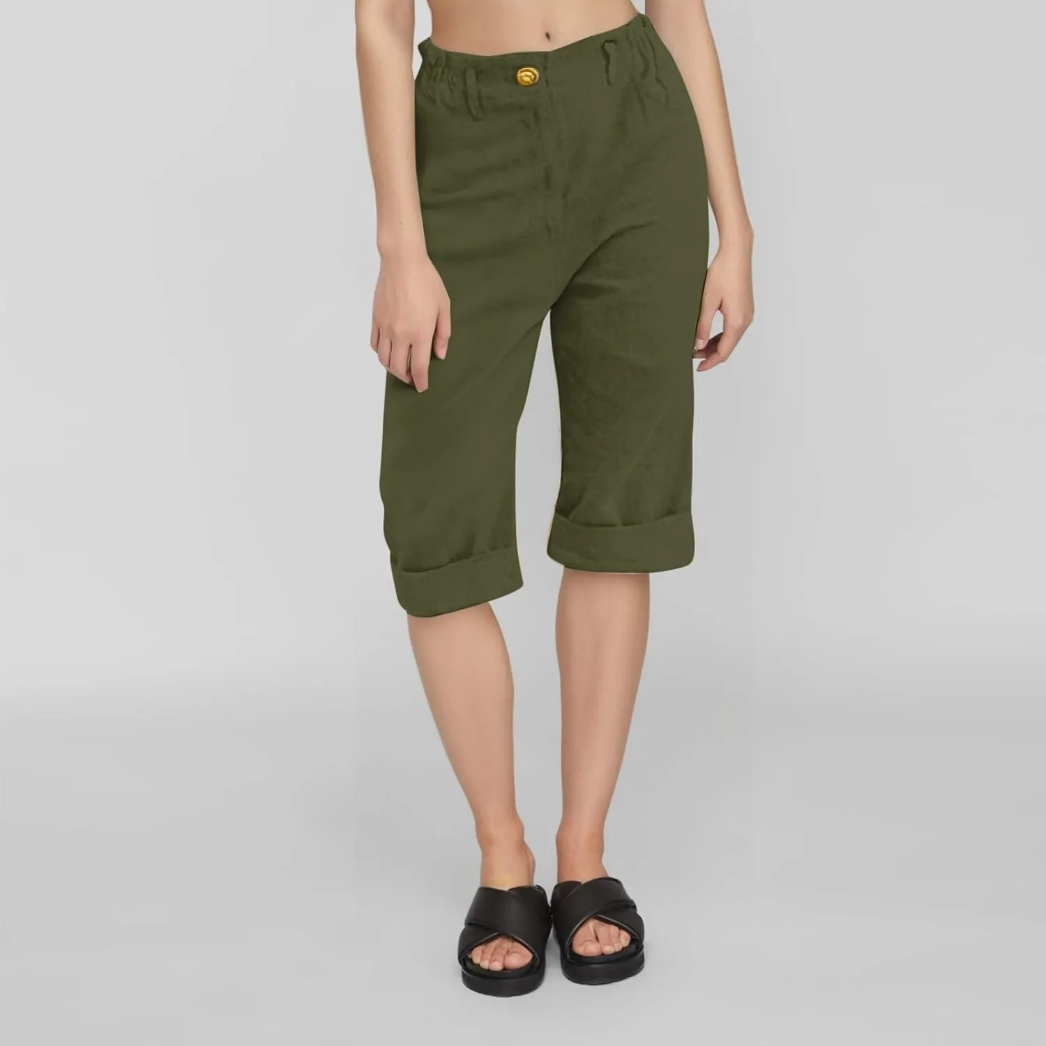 Linen Palazzo Pants for Women Relaxed Fit Straight Leg Trousers Summer Beach Travel Vacation 2025 Ladies Capris Pants