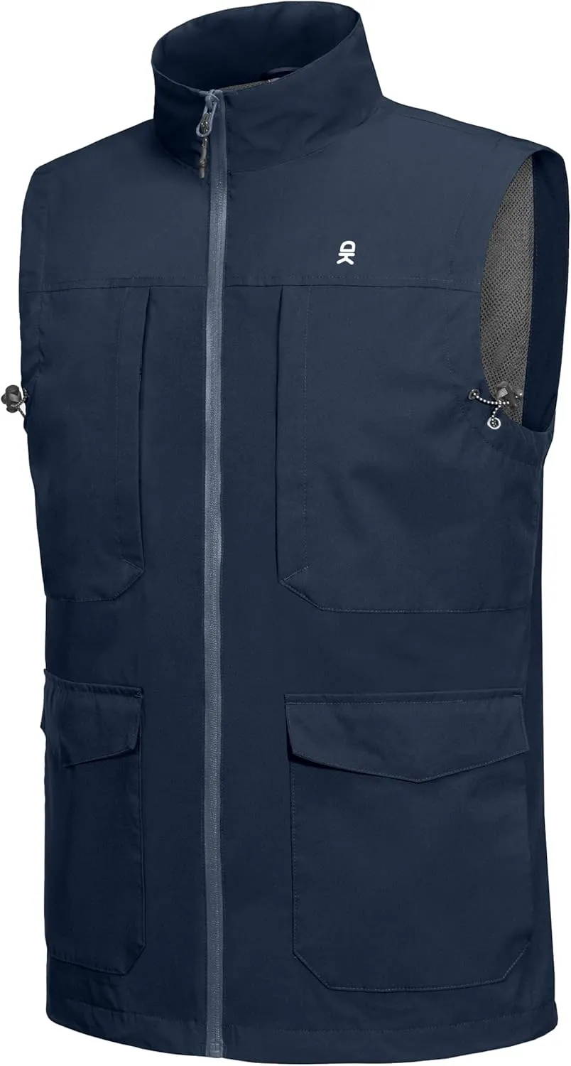 Little Donkey Andy Men's Lightweight Quick Dry Vest Windproof Sleeveless Jacket with 12 Pockets for Fishing Travel