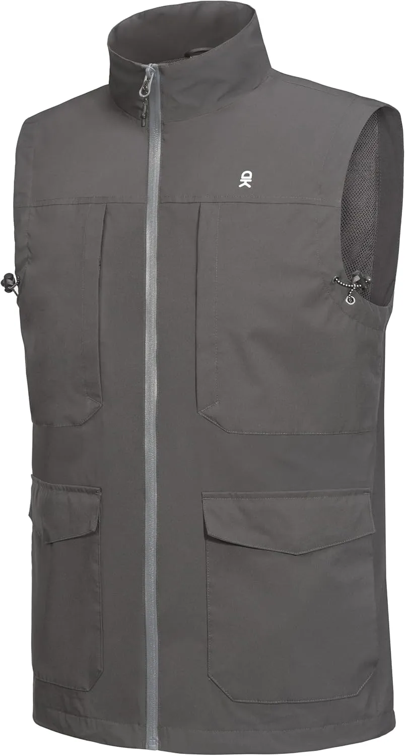 Little Donkey Andy Men's Lightweight Quick Dry Vest Windproof Sleeveless Jacket with 12 Pockets for Fishing Travel