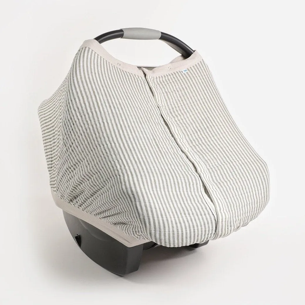 Little Unicorn Cotton Muslin Car Seat Canopy - Grey Stripe
