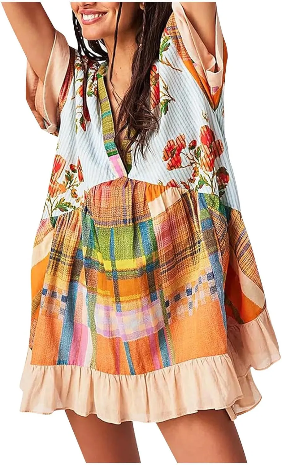 Loose Fit Plus Size for Women Fall Summer Long Beach Boho Hawaiian Tropical Dresses Sun Dresses Women 2025 Trendy