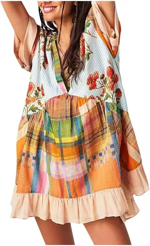 Loose Fit Plus Size for Women Fall Summer Long Beach Boho Hawaiian Tropical Dresses Sun Dresses Women 2025 Trendy