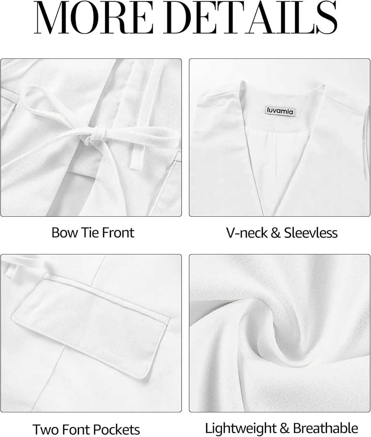 luvamia Linen Vest for Women Trendy Sleeveless Tie Front Tops Summer Casual Top Waistcoat Suit Vests with Pockets