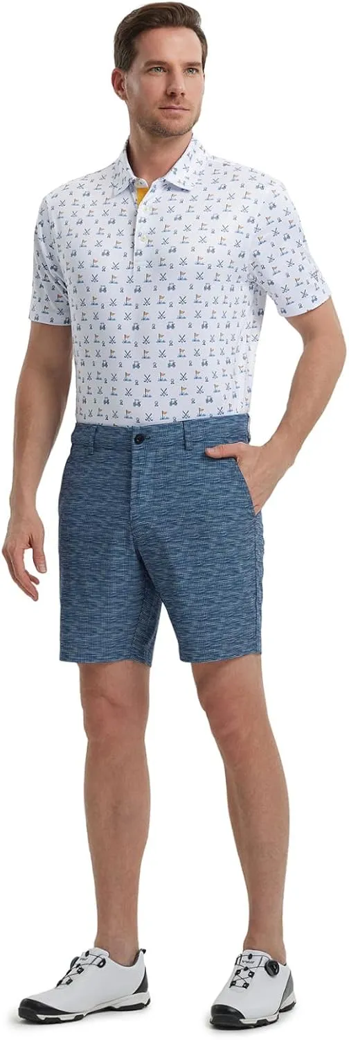 M MAELREG Golf Shorts Men Print Quick Dry 9" Stretch Lightweight Water-Resistant Flex Flat Front Fashion Mens Shorts Casual