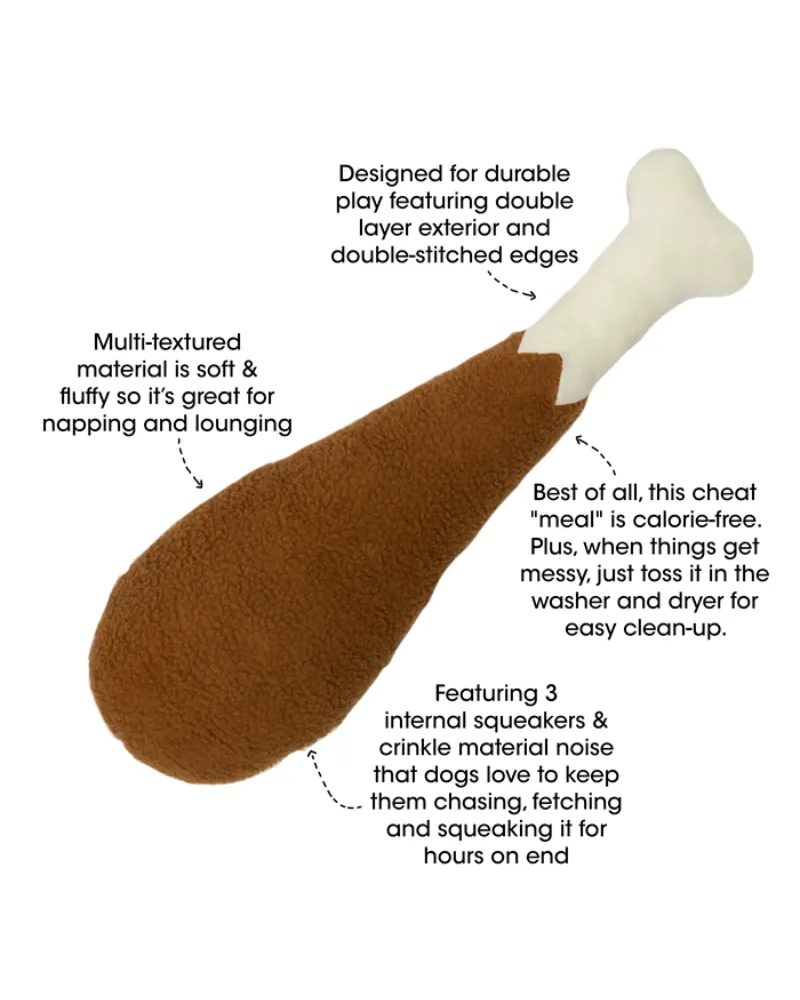Mega BBQ Drumstick Plush Squeaky Dog Toy (2' in Length)