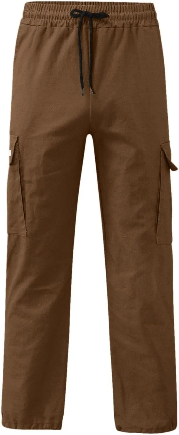Mens Cargo Pants Casual Hiking Athletic Joggers Stretch Elastic Waist Sweatpants Hiking Pant Relaxed Fit Trousers with Pocket