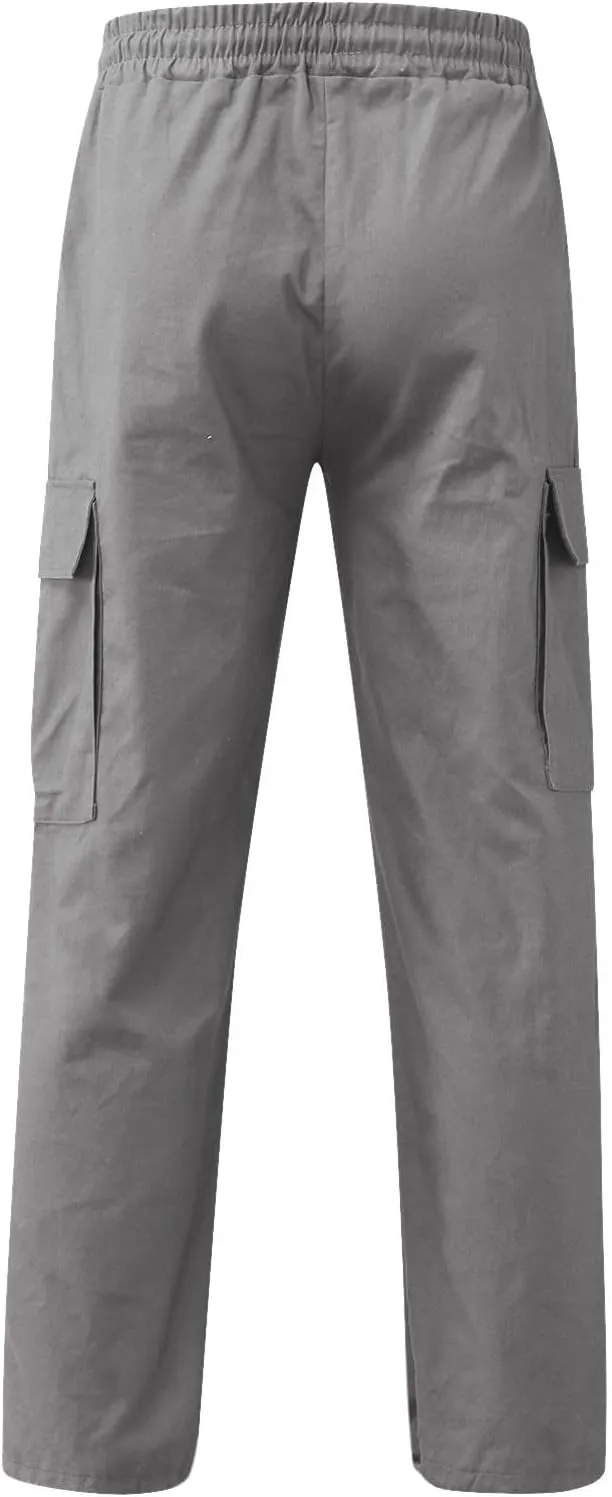 Mens Cargo Pants Casual Hiking Athletic Joggers Stretch Elastic Waist Sweatpants Hiking Pant Relaxed Fit Trousers with Pocket