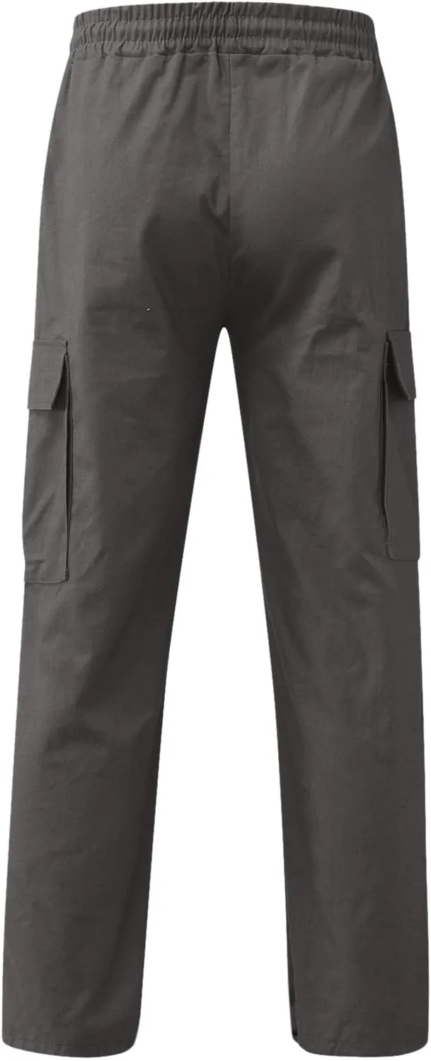 Mens Cargo Pants Casual Hiking Athletic Joggers Stretch Elastic Waist Sweatpants Hiking Pant Relaxed Fit Trousers with Pocket