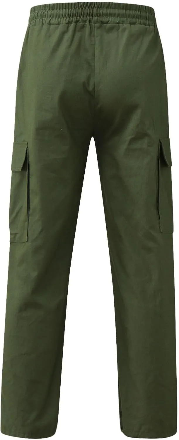 Mens Cargo Pants Casual Hiking Athletic Joggers Stretch Elastic Waist Sweatpants Hiking Pant Relaxed Fit Trousers with Pocket