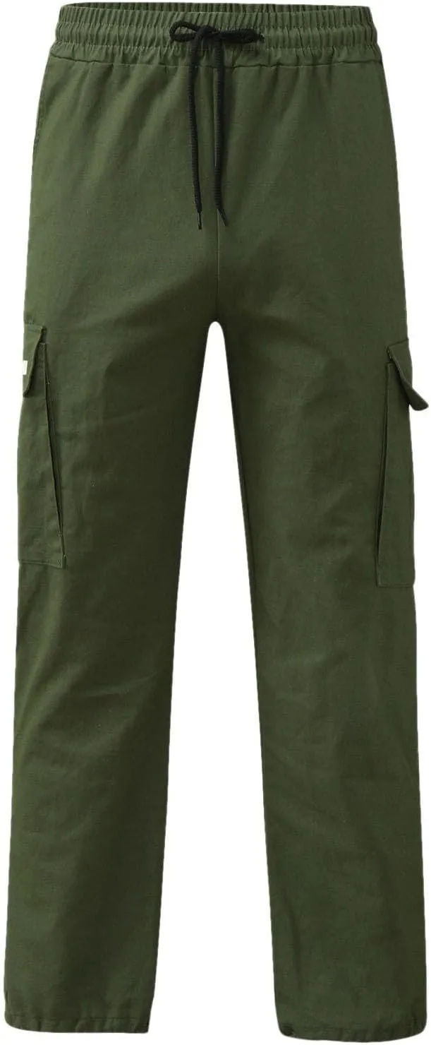 Mens Cargo Pants Casual Hiking Athletic Joggers Stretch Elastic Waist Sweatpants Hiking Pant Relaxed Fit Trousers with Pocket