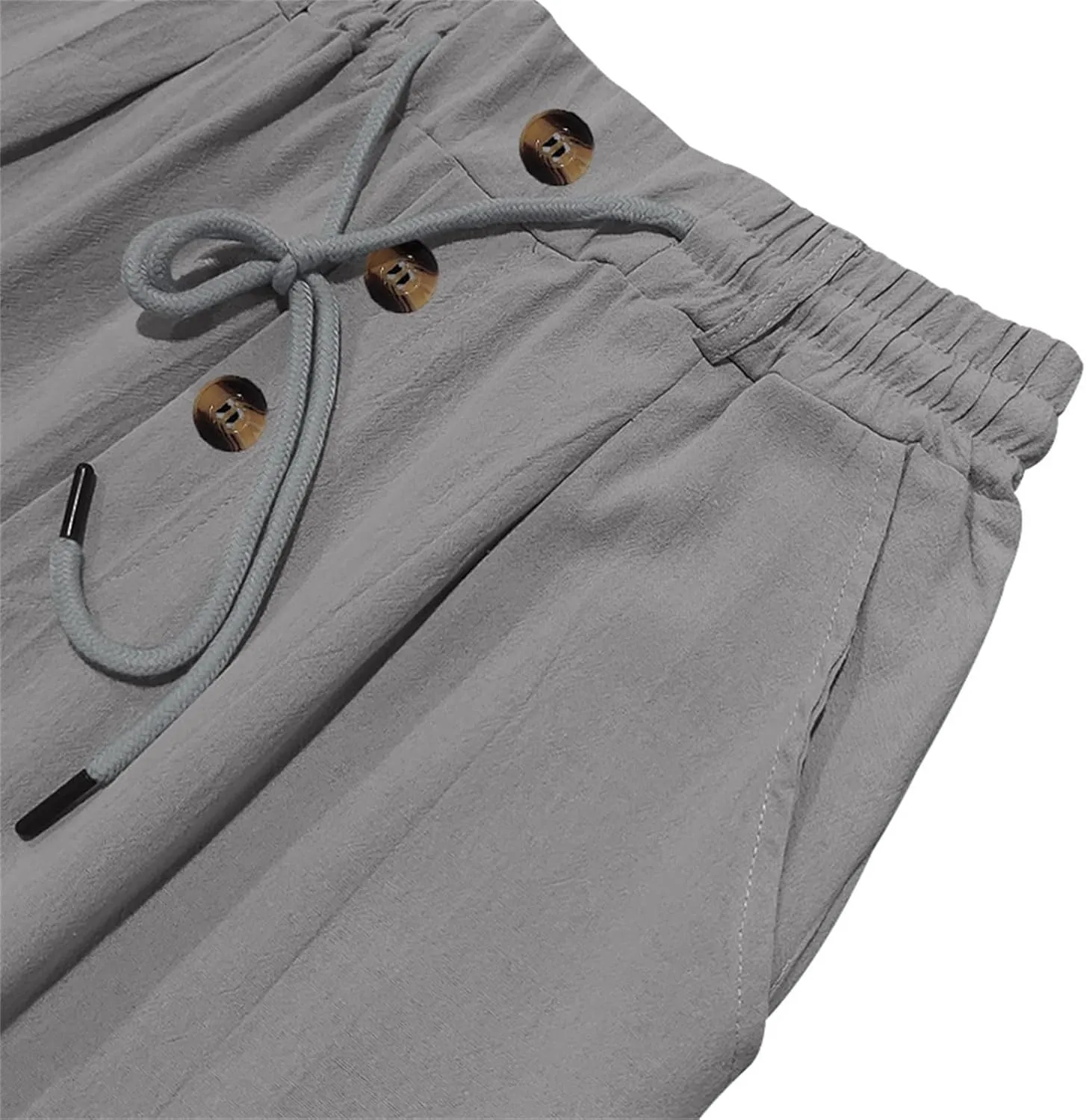 Men's Casual Linen Pants Relaxed Drawstring Thin Trousers Breathable Open Bottom Pants Stylish Simple Baggy Trousers