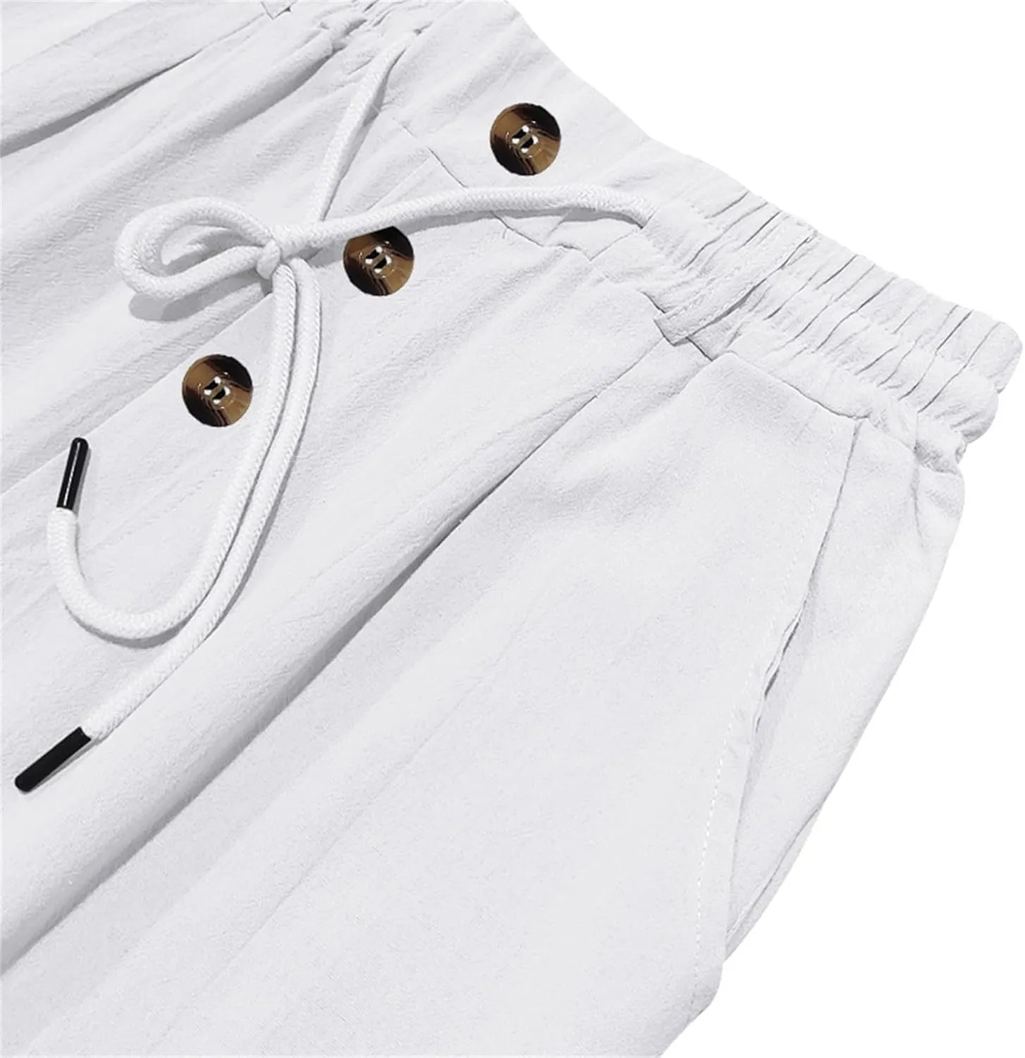 Men's Casual Linen Pants Relaxed Drawstring Thin Trousers Breathable Open Bottom Pants Stylish Simple Baggy Trousers
