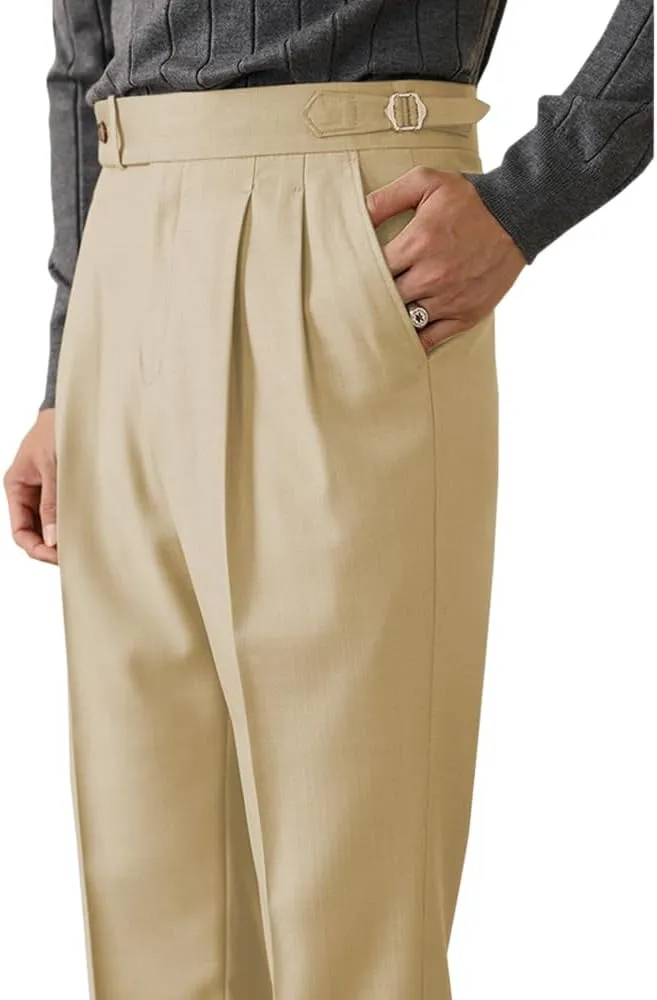 Men's Classic Fit Suit Pants Casual Dress Pants Slim Fit Flat Front Trousers