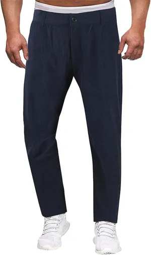 Mens Corduroy Dress Pants Straight Leg Flat Front Casual Chino Pants Fashion Low Rise Relaxed Fit Slacks with Pockets