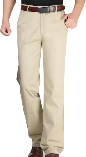 Mens Dress Pants Casual Business Relaxed Fit Leisure Khaki Pant Expandable Waist Flat Front Trousers with Pocket 2025