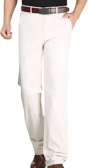 Mens Dress Pants Casual Business Relaxed Fit Leisure Khaki Pant Expandable Waist Flat Front Trousers with Pocket 2025