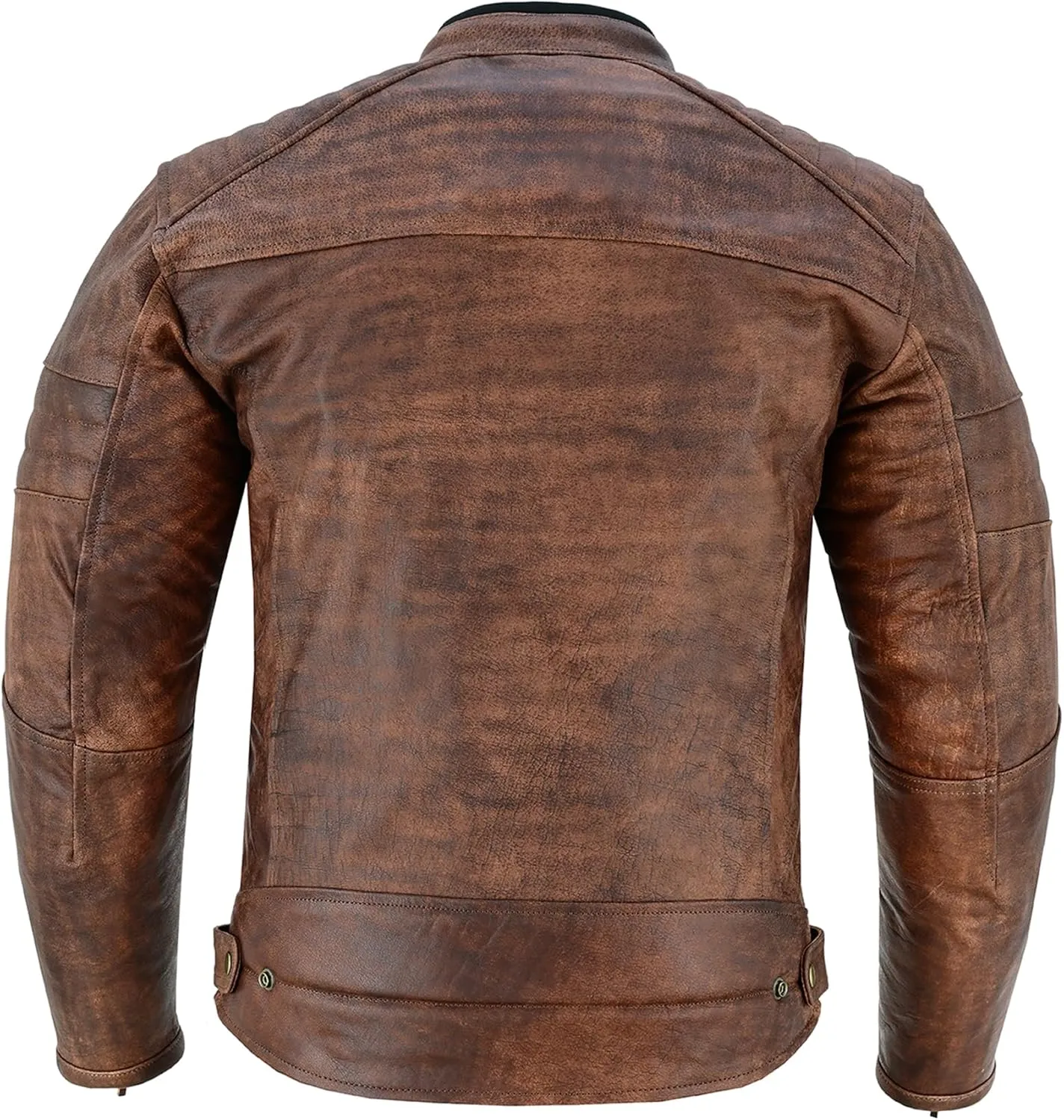 Men's Motorbike Premium Quality Leather Jacket Distress Zip Up Motorcycle Protection