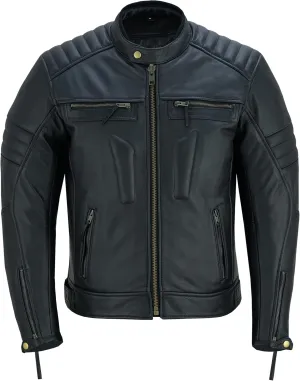 Men's Motorbike Premium Quality Leather Jacket Distress Zip Up Motorcycle Protection