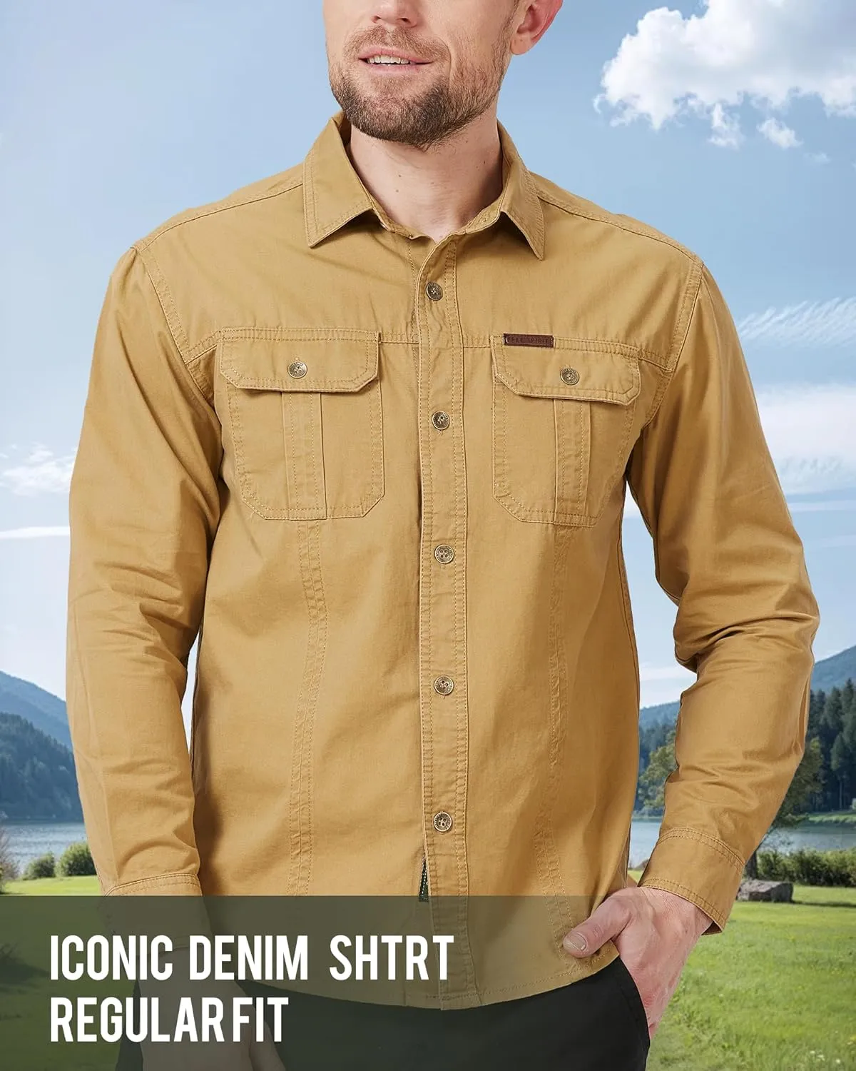 Mens Outdoor Long Sleeve Shirt - Lightweight, Breathable, Quick-Dry, UV Protection