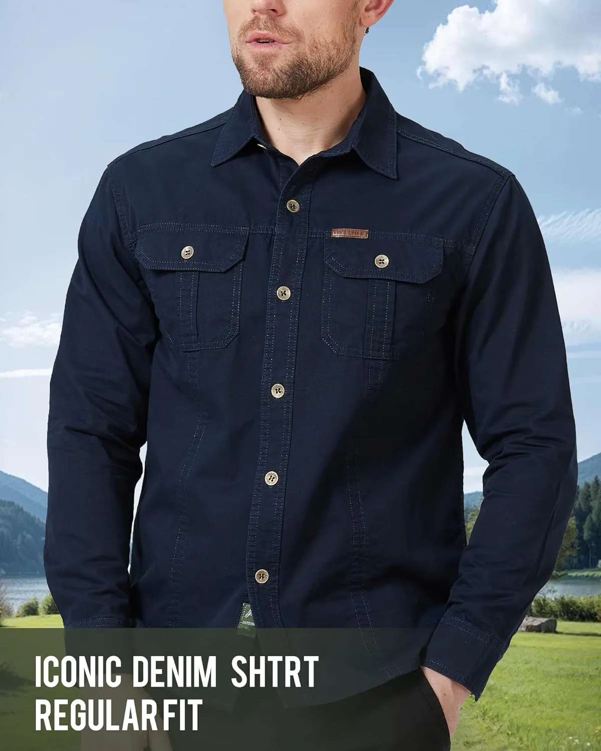 Mens Outdoor Long Sleeve Shirt - Lightweight, Breathable, Quick-Dry, UV Protection