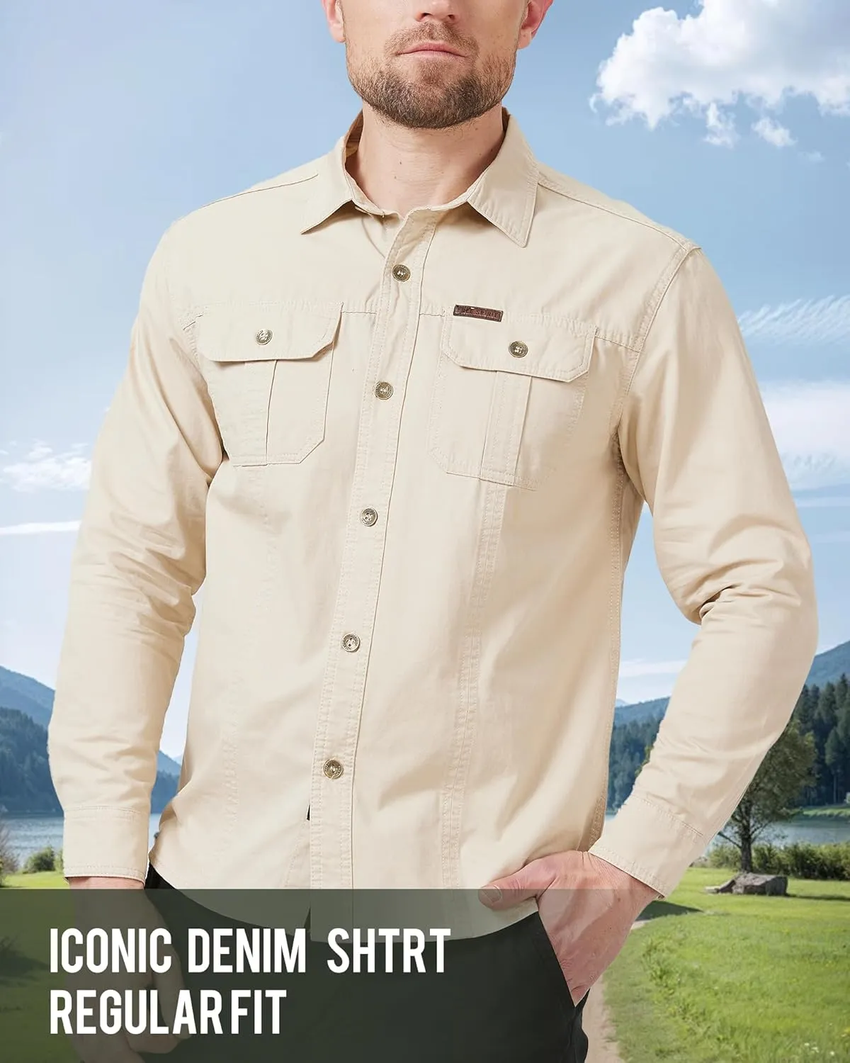 Mens Outdoor Long Sleeve Shirt - Lightweight, Breathable, Quick-Dry, UV Protection