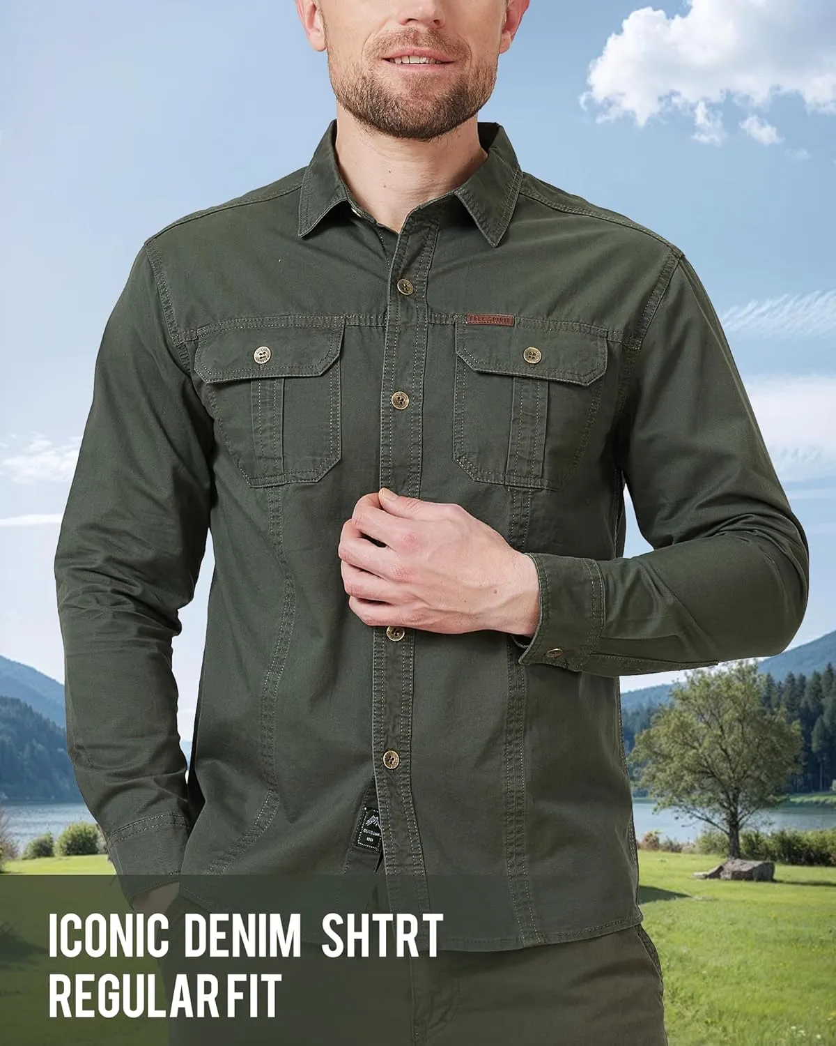 Mens Outdoor Long Sleeve Shirt - Lightweight, Breathable, Quick-Dry, UV Protection