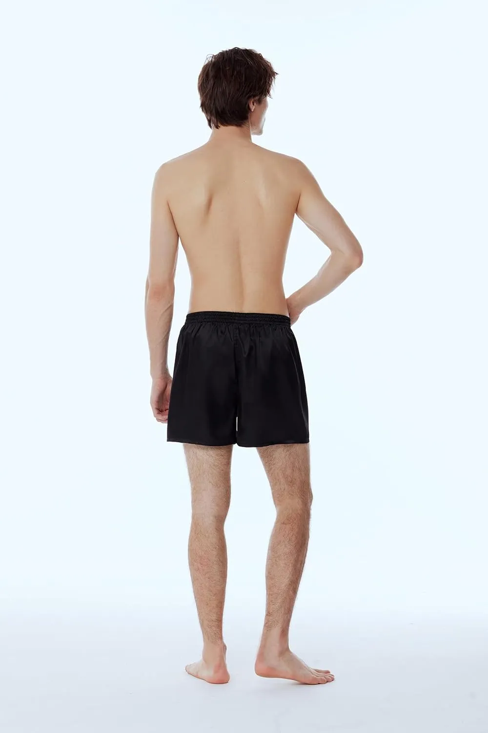 Men's Satin Boxers Pack Silky Boxer Shorts for Men, Silk Feeling Men's Underwear with Button Fly Pajamas Sleep Shorts