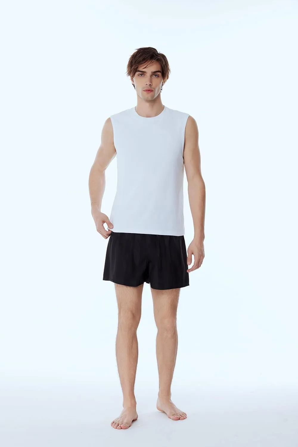Men's Satin Boxers Pack Silky Boxer Shorts for Men, Silk Feeling Men's Underwear with Button Fly Pajamas Sleep Shorts
