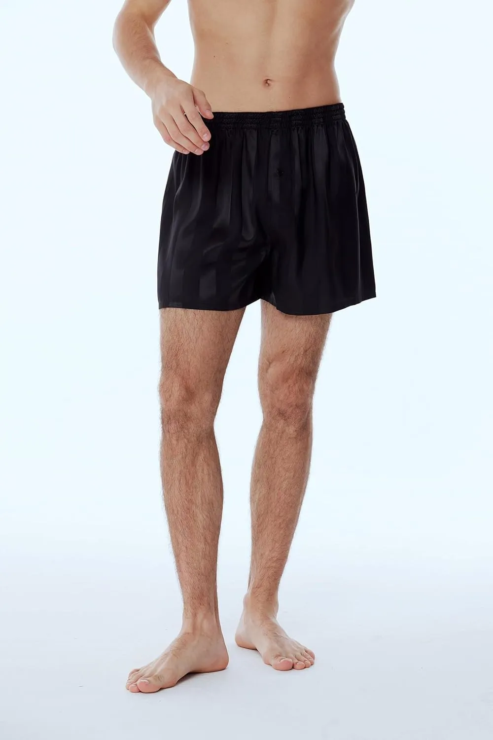 Men's Satin Boxers Pack Silky Boxer Shorts for Men, Silk Feeling Men's Underwear with Button Fly Pajamas Sleep Shorts
