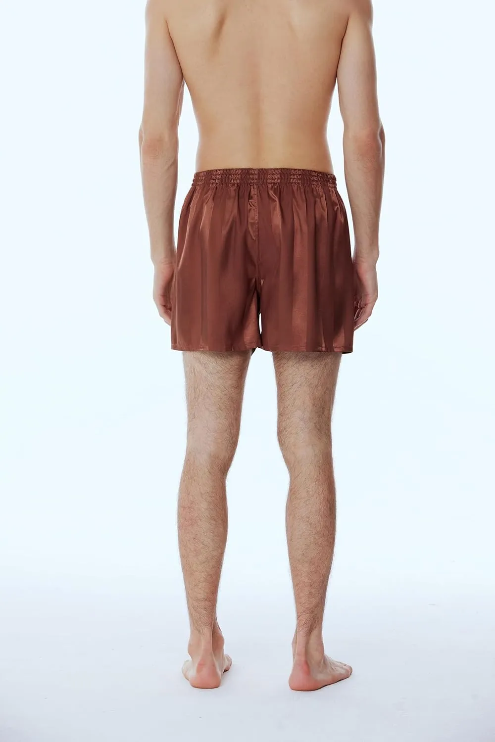 Men's Satin Boxers Pack Silky Boxer Shorts for Men, Silk Feeling Men's Underwear with Button Fly Pajamas Sleep Shorts