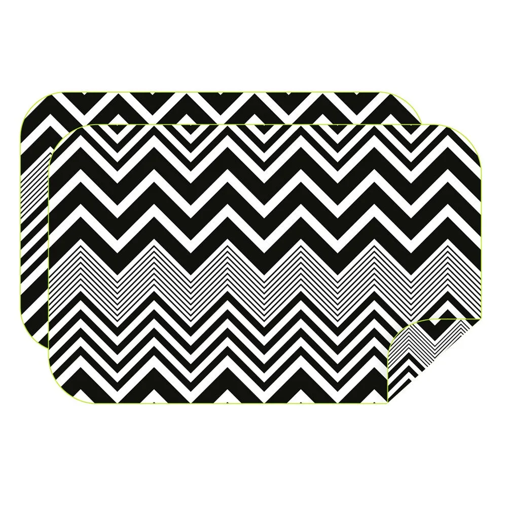 Microfibre XL Double Sided Printed Towel - Uneven Zig Zag - Yellow