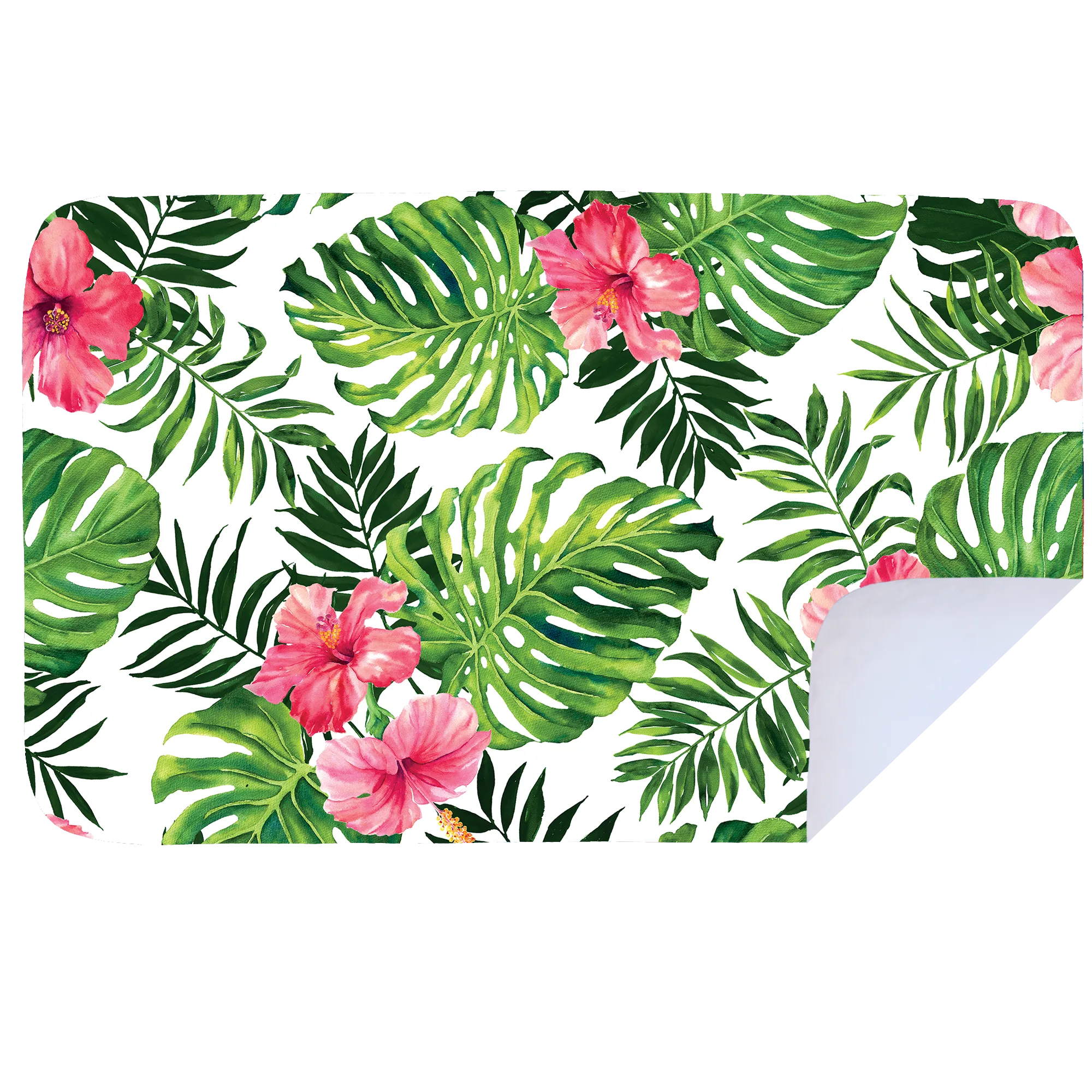 Microfibre XL Printed Towel - Pink Hibiscus Leaves