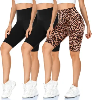 MOREFEEL 3 Pack Buttery Soft Biker Shorts for Women - 5"/8" High Waist Tummy Control Workout Yoga Running Gym Athletic Shorts