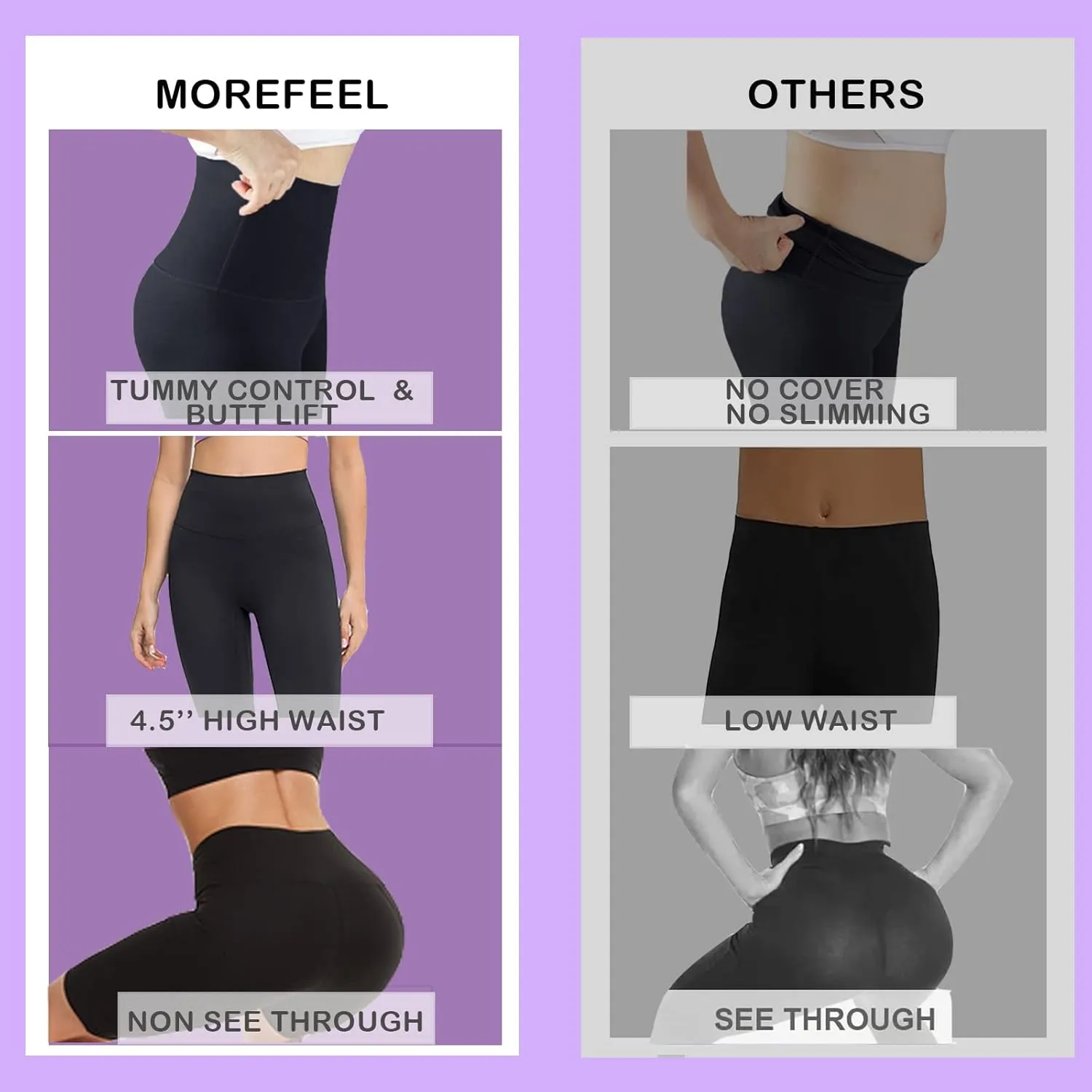MOREFEEL 3 Pack Buttery Soft Biker Shorts for Women - 5"/8" High Waist Tummy Control Workout Yoga Running Gym Athletic Shorts