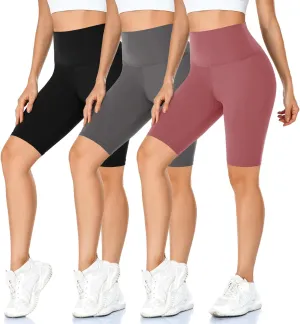 MOREFEEL 3 Pack Buttery Soft Biker Shorts for Women - 5"/8" High Waist Tummy Control Workout Yoga Running Gym Athletic Shorts