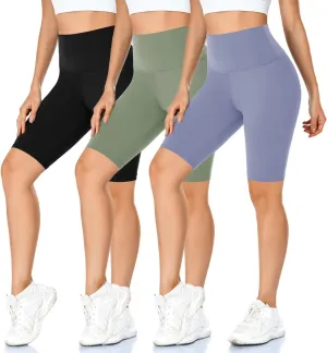 MOREFEEL 3 Pack Buttery Soft Biker Shorts for Women - 5"/8" High Waist Tummy Control Workout Yoga Running Gym Athletic Shorts