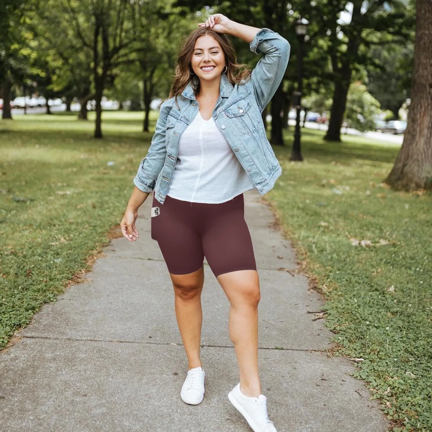 MOREFEEL Plus Size 8" Biker Shorts with Pockets for Women  High Waisted Tummy Control Black Yoga Shorts (XL-4XL)