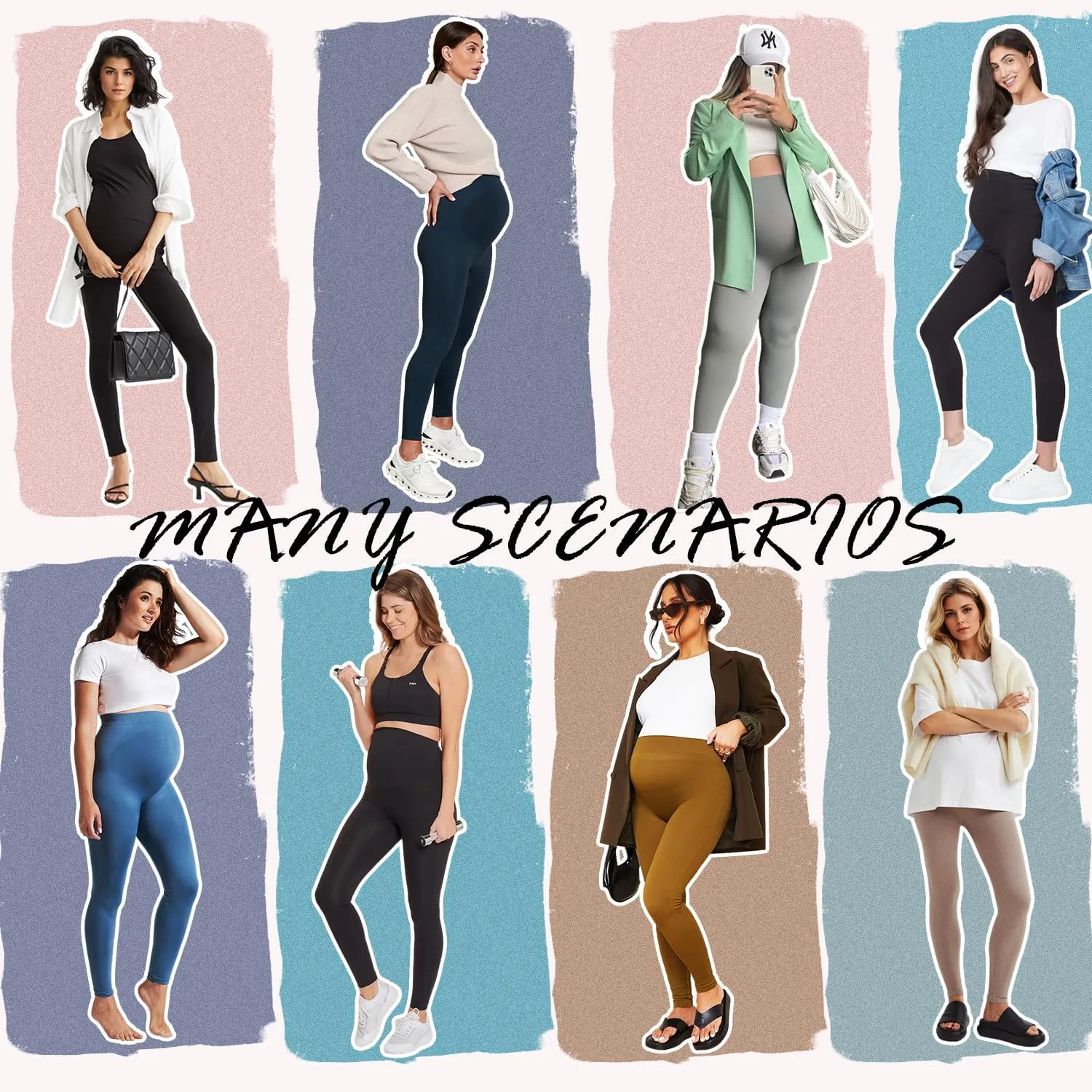 MOREFEEL Women's Maternity Leggings with Pockets Over The Belly Pregnancy Active Wear Workout Yoga Tights Pants
