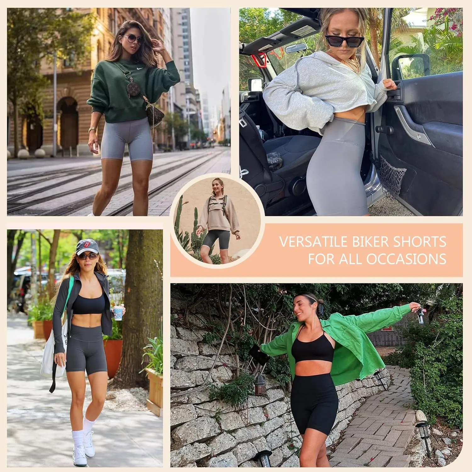 Natural Feelings 3 Pack Biker Shorts for Women-8" High Waist Workout Athletic Gym Sports Yoga Shorts Pants