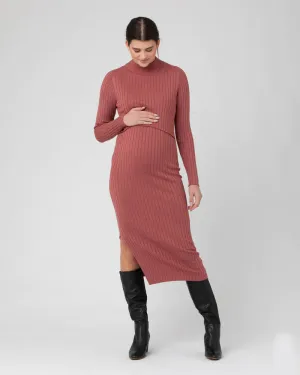 Nella Rib Nursing Knit Dress - Rouge
