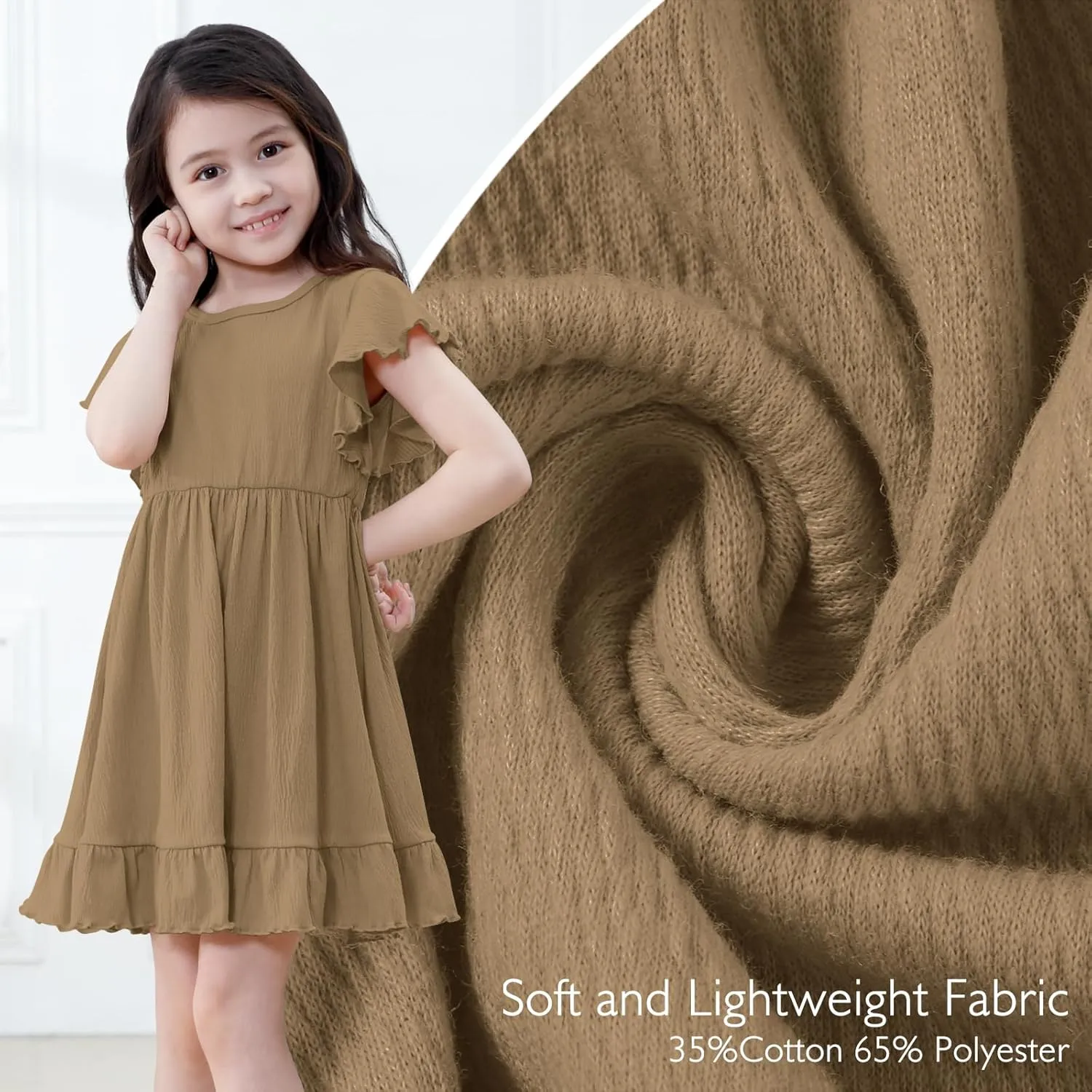 Neutocd Toddler Girl Dress Ruffled Short Sleeve Flowy Tiered Kid Baby Girl Summer Party Beach Boho Swing Dress Sundress