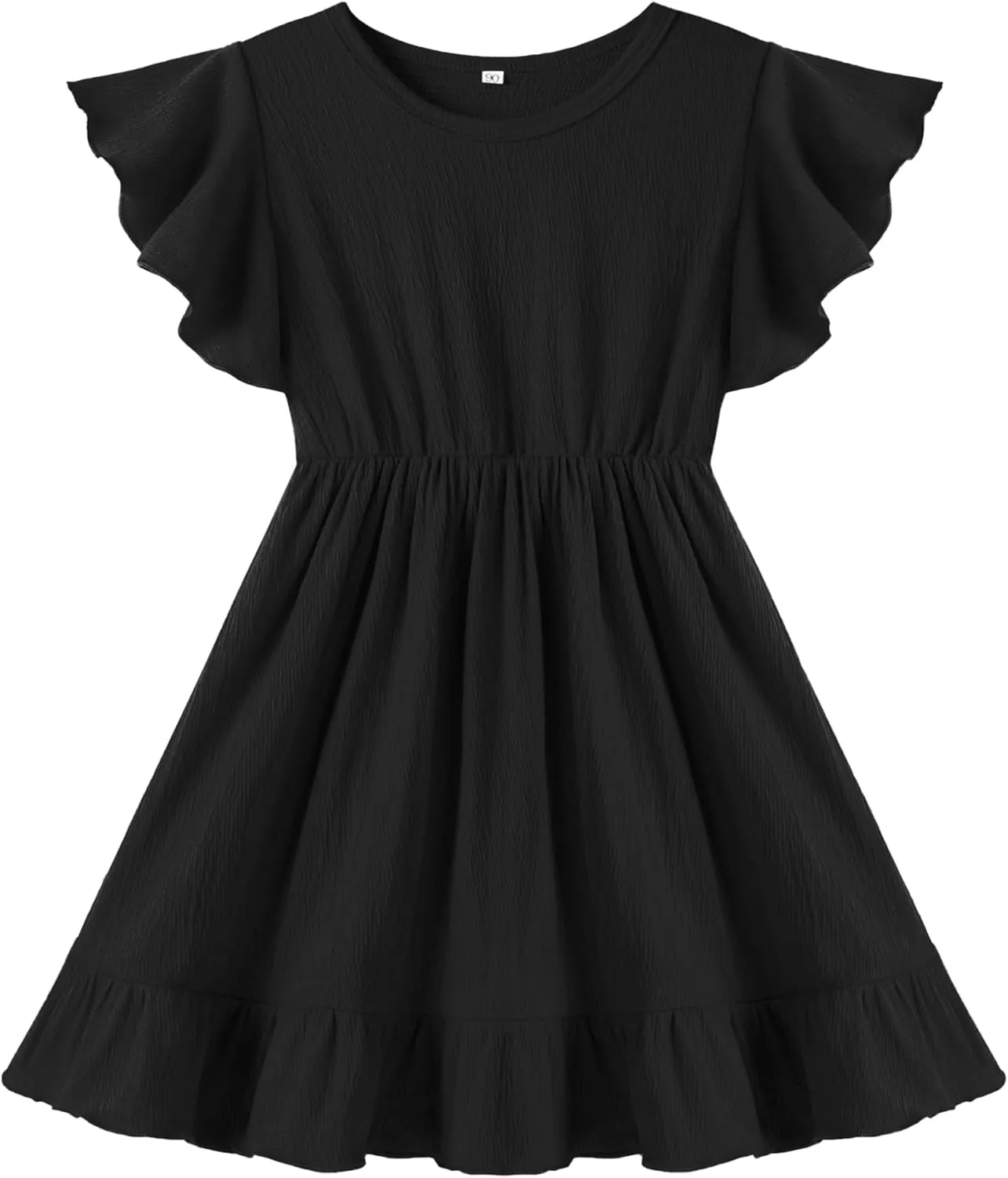 Neutocd Toddler Girl Dress Ruffled Short Sleeve Flowy Tiered Kid Baby Girl Summer Party Beach Boho Swing Dress Sundress