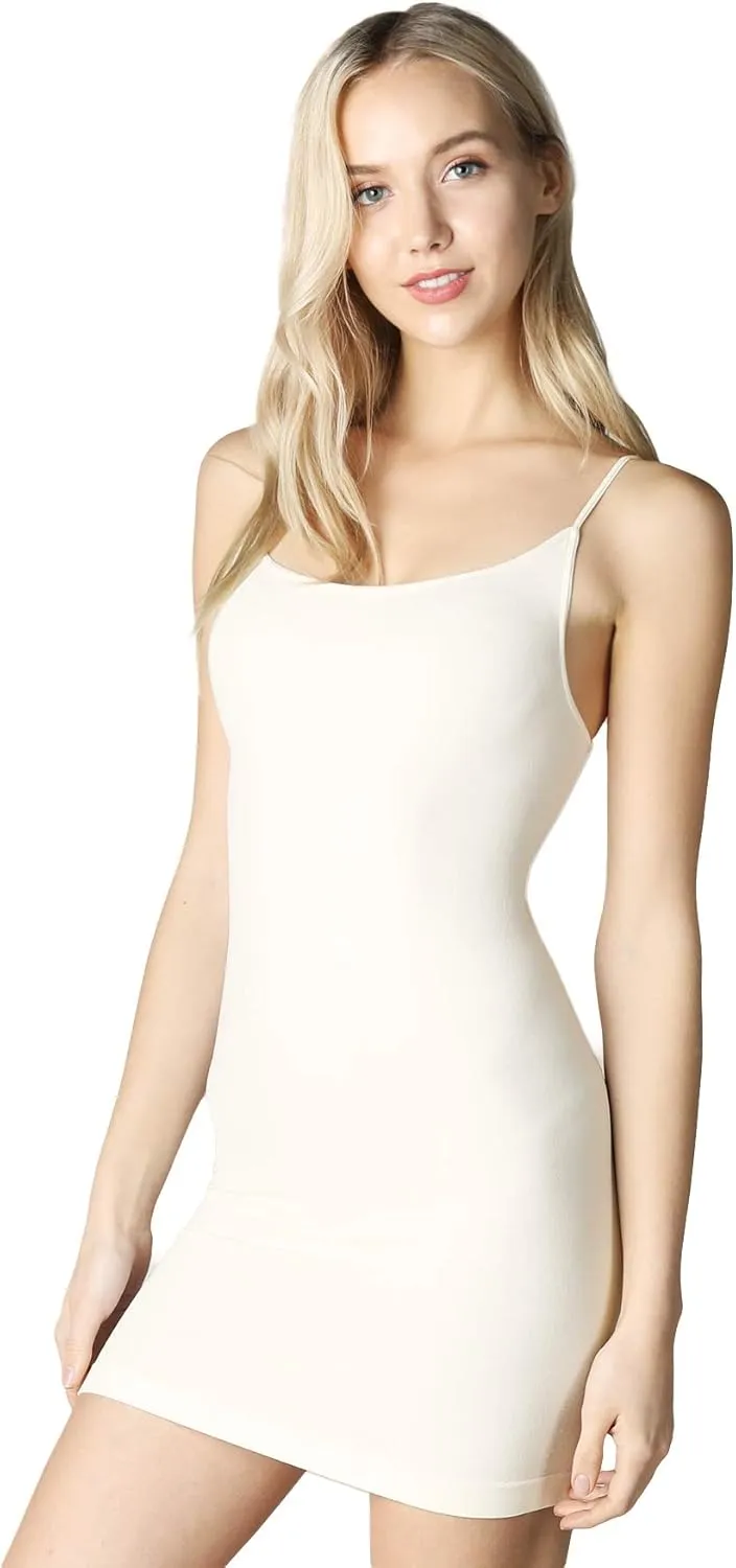 NIKIBIKI Women Seamless Classic Long Camisole, Made in U.S.A, One Size