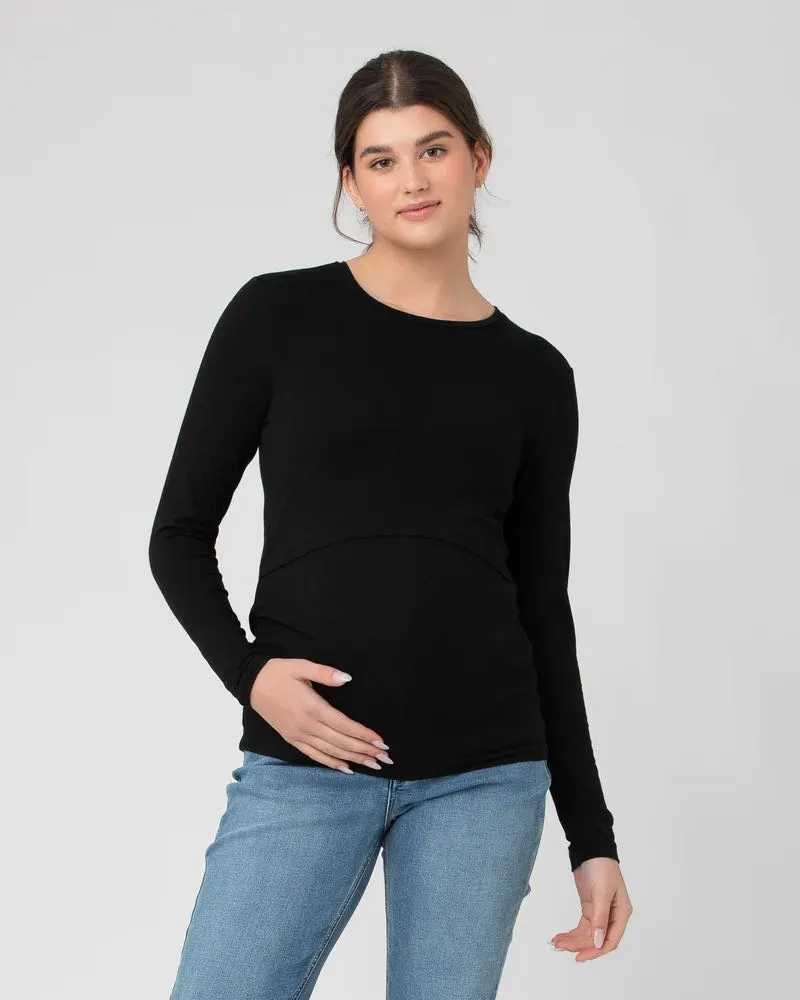 Organic Cotton Nursing Top - Black