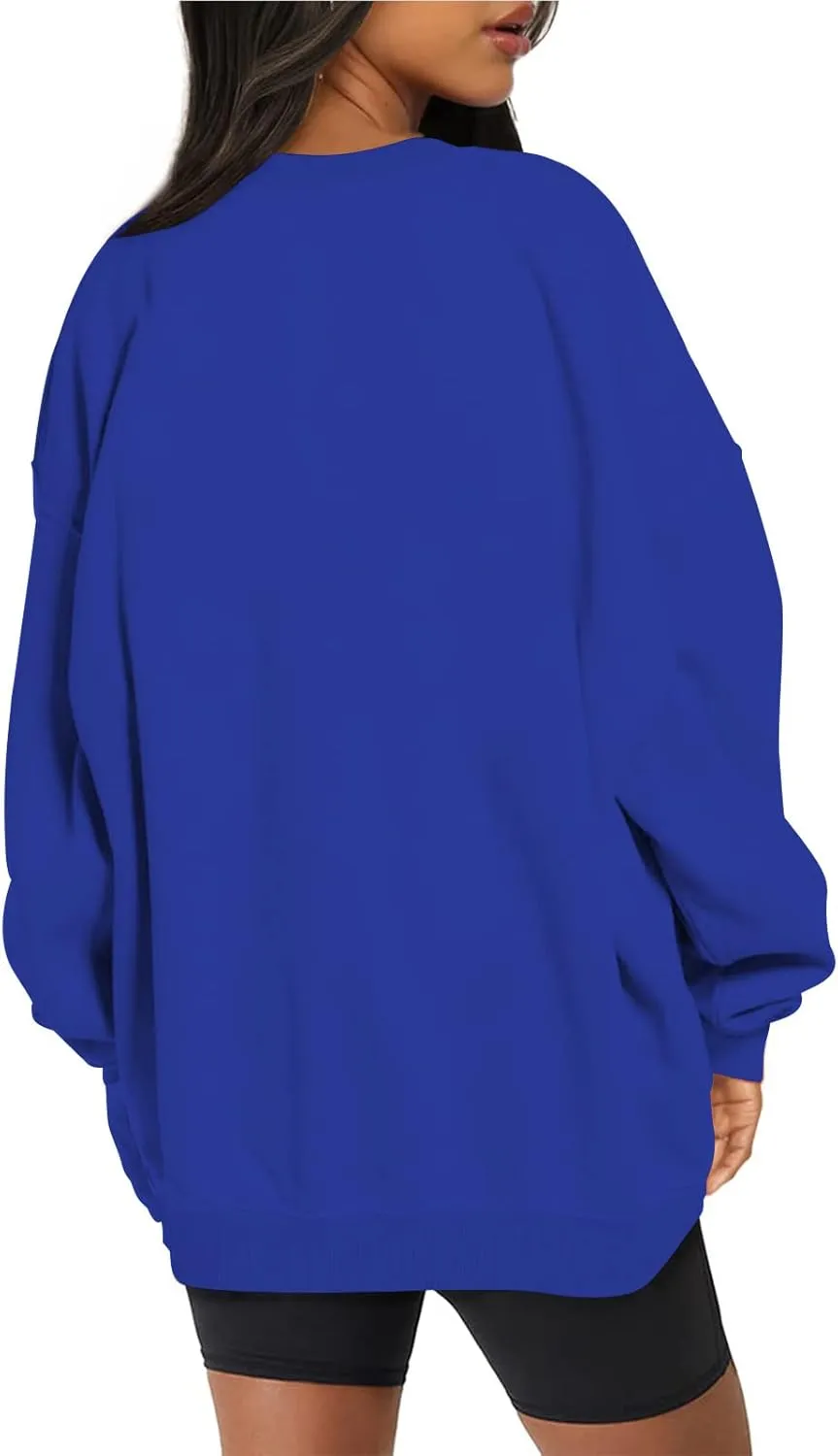 Oversized Crewneck Sweatshirt Women Trendy y2k Clothes Teen Girls Long Sleeve Drop Shoulder Pullover Fleece Sweatshirts